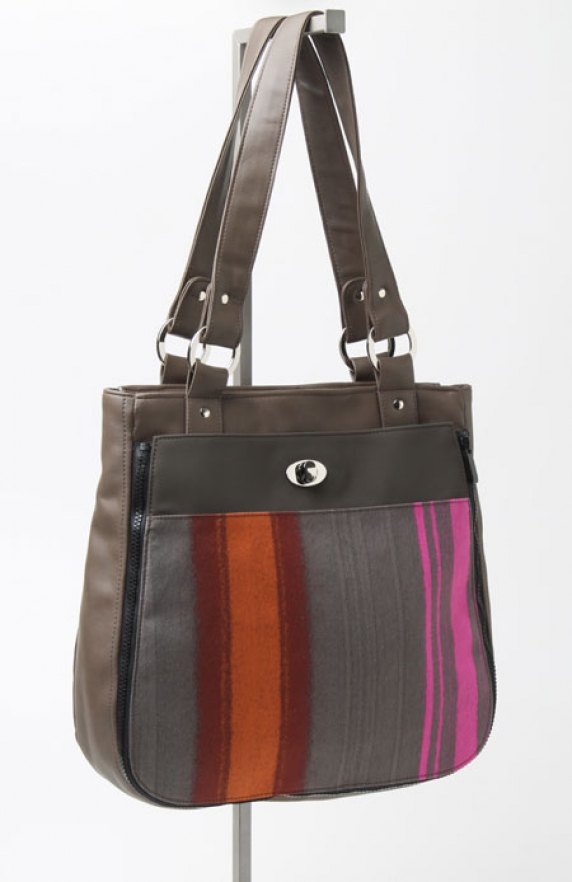 Tote with Painted Stripes Pocket